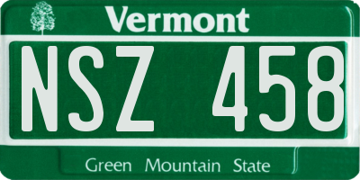 VT license plate NSZ458