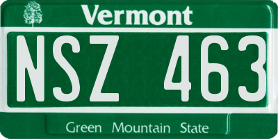 VT license plate NSZ463