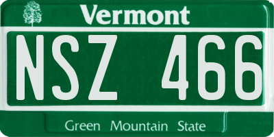 VT license plate NSZ466