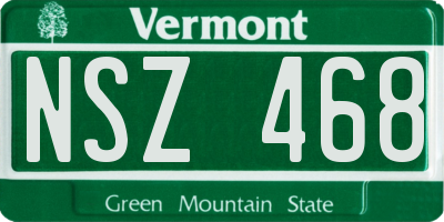 VT license plate NSZ468