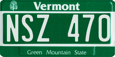 VT license plate NSZ470