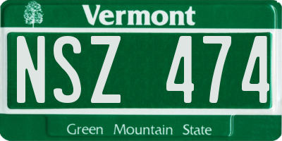 VT license plate NSZ474