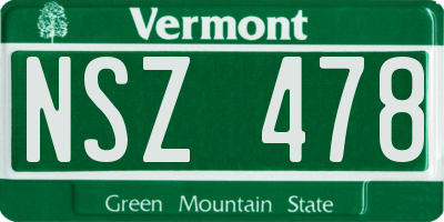 VT license plate NSZ478