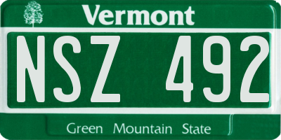 VT license plate NSZ492