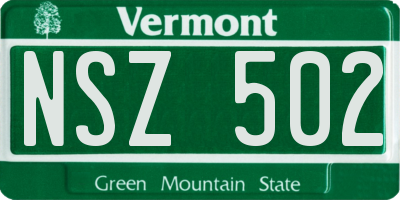 VT license plate NSZ502