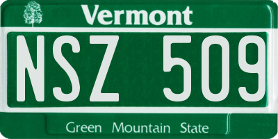 VT license plate NSZ509