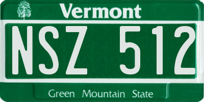 VT license plate NSZ512