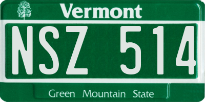 VT license plate NSZ514