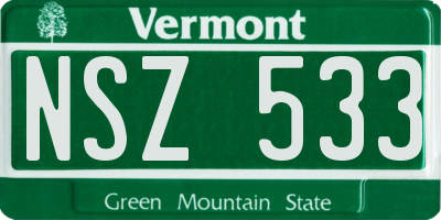 VT license plate NSZ533