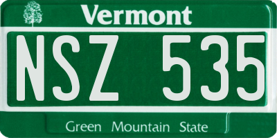 VT license plate NSZ535