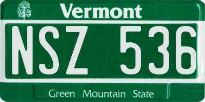 VT license plate NSZ536