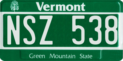 VT license plate NSZ538