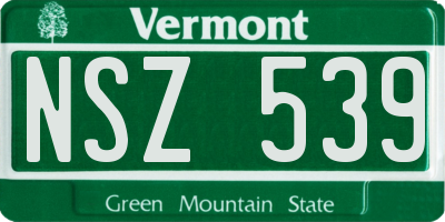VT license plate NSZ539