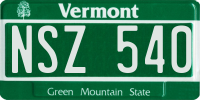 VT license plate NSZ540