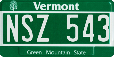 VT license plate NSZ543