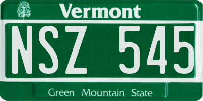 VT license plate NSZ545