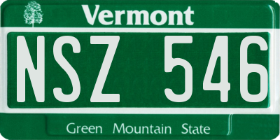 VT license plate NSZ546