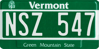 VT license plate NSZ547