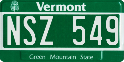 VT license plate NSZ549