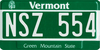 VT license plate NSZ554