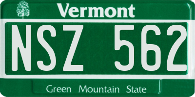 VT license plate NSZ562