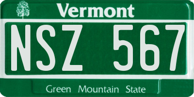VT license plate NSZ567