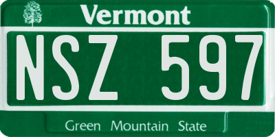 VT license plate NSZ597