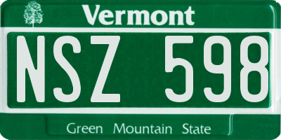 VT license plate NSZ598