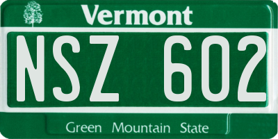 VT license plate NSZ602