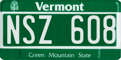 VT license plate NSZ608