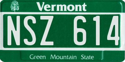 VT license plate NSZ614