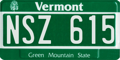 VT license plate NSZ615