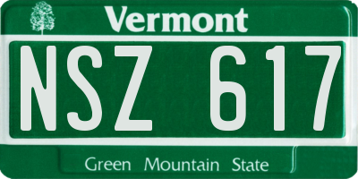 VT license plate NSZ617