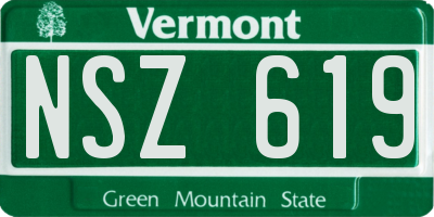VT license plate NSZ619