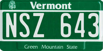 VT license plate NSZ643