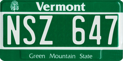 VT license plate NSZ647