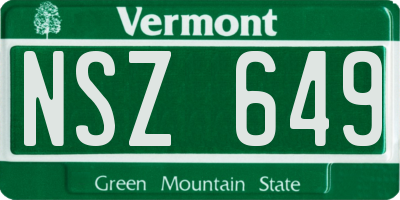 VT license plate NSZ649