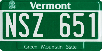 VT license plate NSZ651