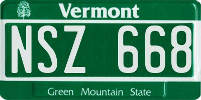 VT license plate NSZ668