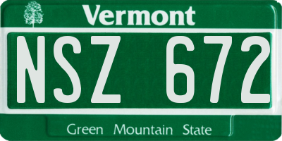 VT license plate NSZ672