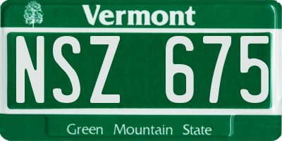 VT license plate NSZ675