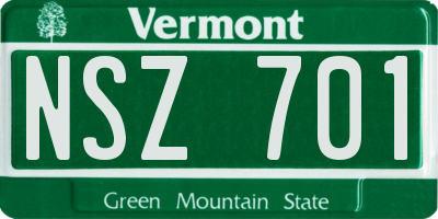 VT license plate NSZ701