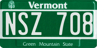 VT license plate NSZ708
