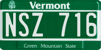 VT license plate NSZ716