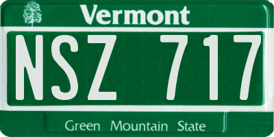 VT license plate NSZ717