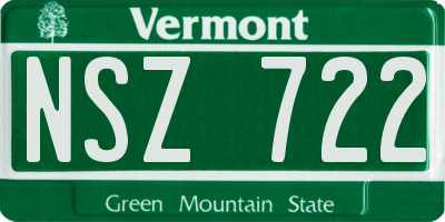 VT license plate NSZ722