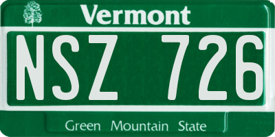 VT license plate NSZ726