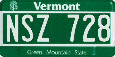 VT license plate NSZ728