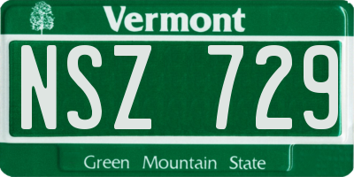 VT license plate NSZ729