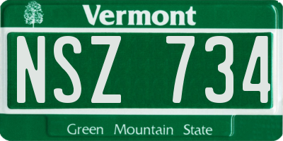 VT license plate NSZ734